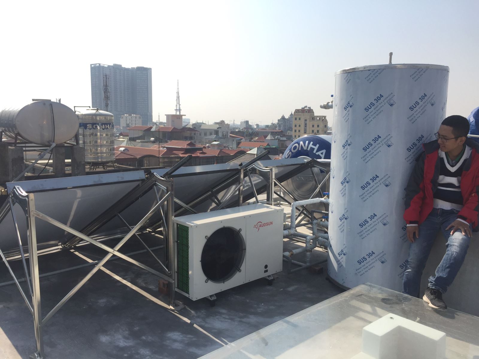 Lắp đặt hệ thống nước nóng trung tâm heat pump tại Thái Bình - Ảnh 3
