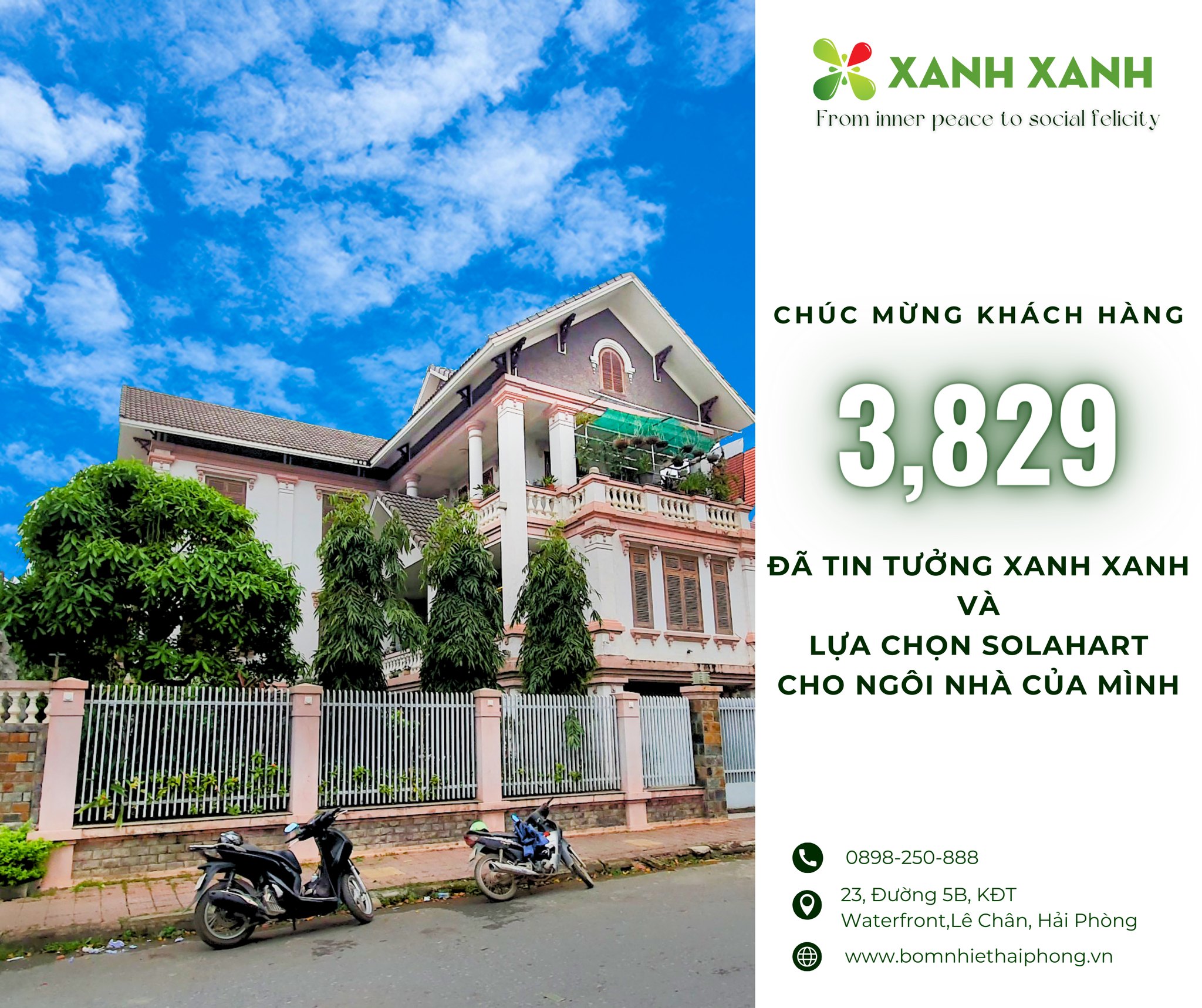 Công trình lắp đặt sản phẩm Solahart tại biệt thự tại đường Văn Cao