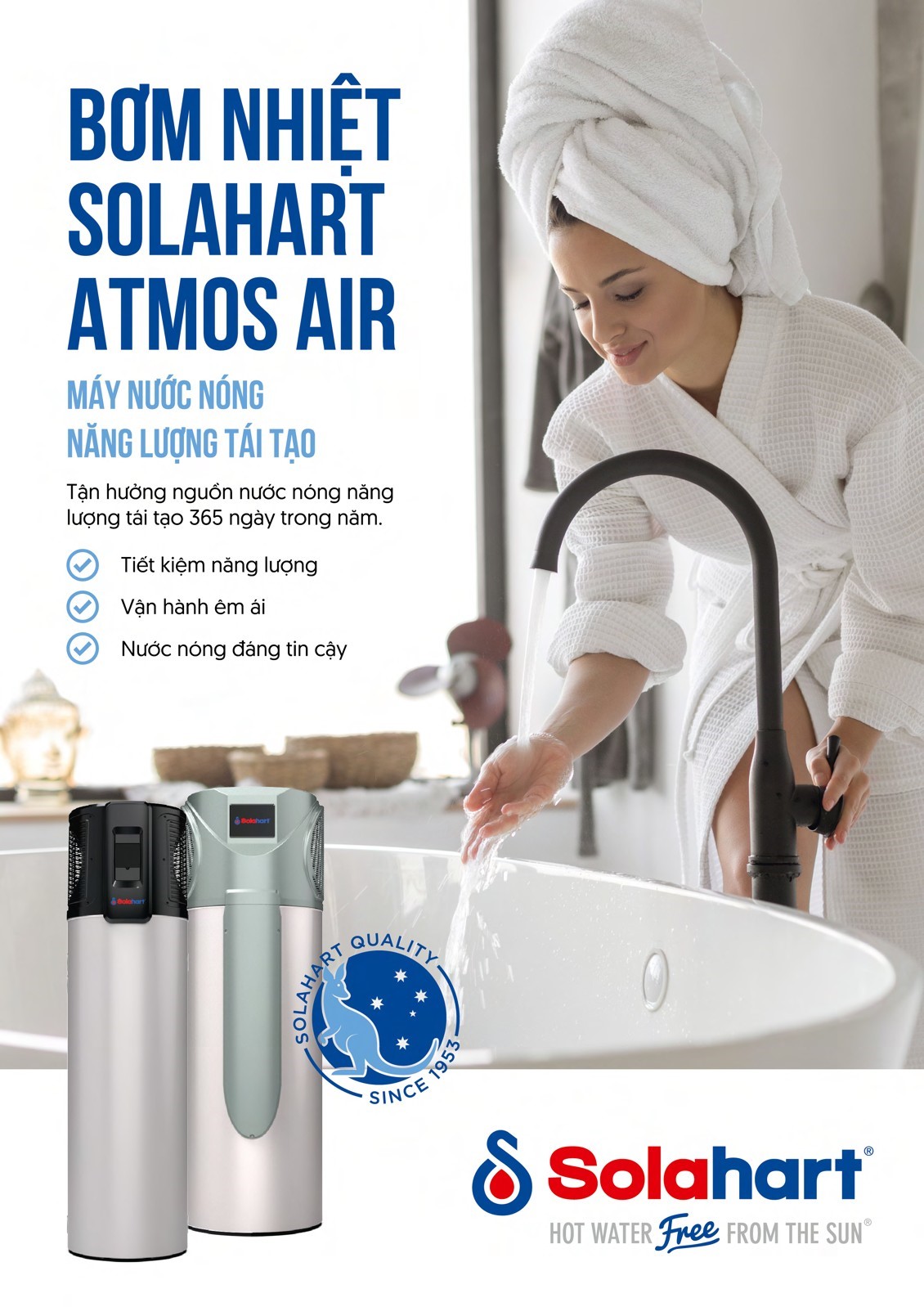 Hệ thống nước nóng trung tâm Solahart Atmos-Air cho khách sạn, nhà hàng, biệt thự cao cấp tại Hải Phòng